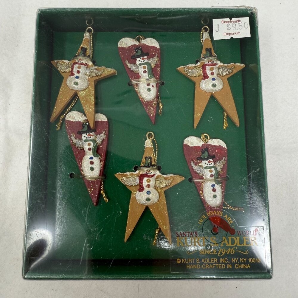 Kurt S. Adler Snowman Star Ornaments 5 Christmas Holiday Folksy Snowy Creek